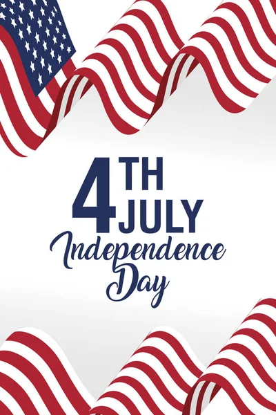 Giorno di indipendenza degli Stati Uniti con bandiera — Vettoriale Stock