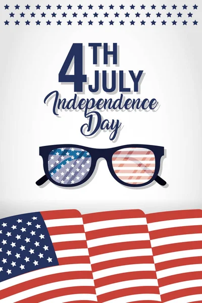 USA függetlenségi nap zászlóval szemüvegben — Stock Vector