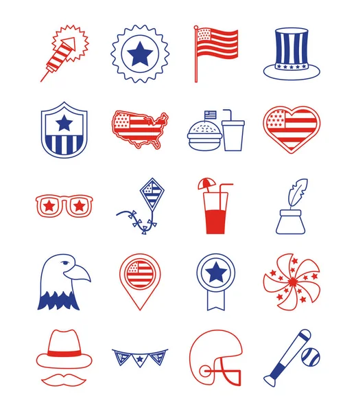 Bundel van usa set pictogrammen — Stockvector