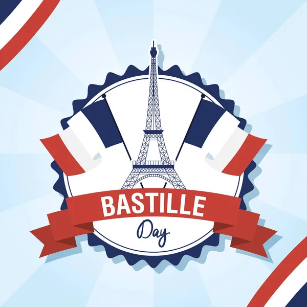 Bastille day celebration with tower eiffel — Stock Vector