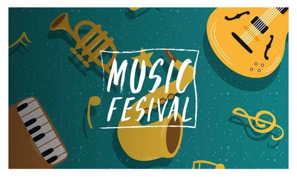 Müzik festivali davetiye posteri — Stok Vektör