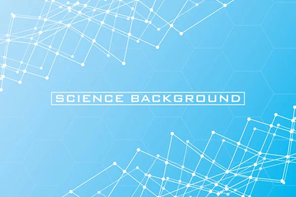 Fundo ciência azul com linhas estruturas — Vetor de Stock