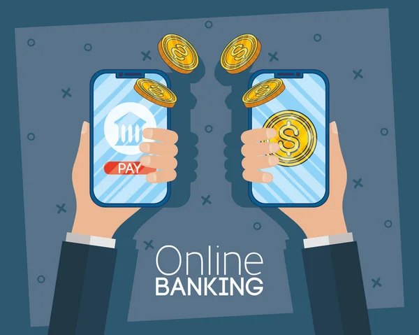 Online-Banking mit Smartphones — Stockvektor