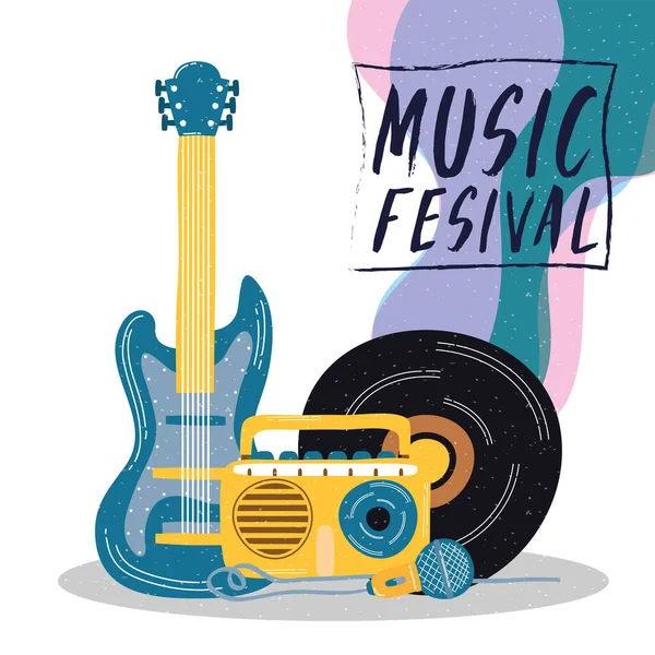 Müzik festivali davetiye posteri — Stok Vektör
