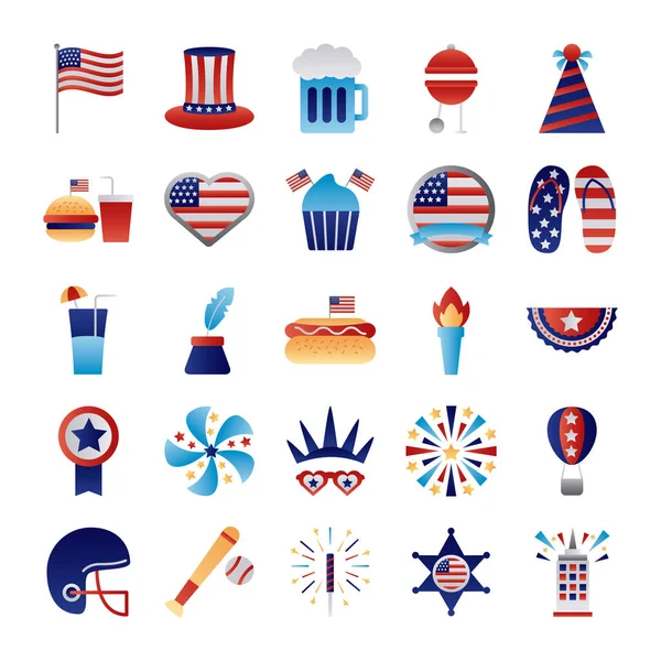 Bundle of usa set icons — 스톡 벡터