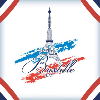 bastille day celebration with tower eiffel and flag clipart