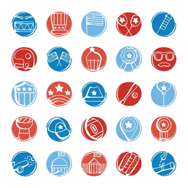 Bundle of usa set icons — Stock Vector