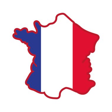 Fransa bayrağı ve harita el çizim biçimi simgesi