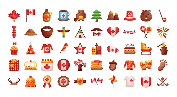 Bundle of canadian set icons — Stock Vector