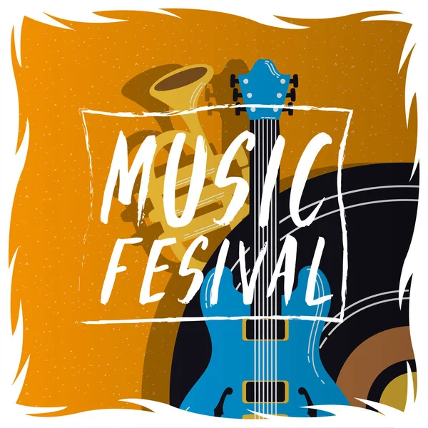 Αφίσα πρόσκλησης μουσικών φεστιβάλ ψυχαγωγίας — Διανυσματικό Αρχείο