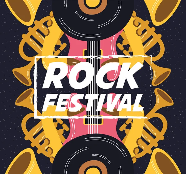 Rock festival zábavní pozvánka plakát — Stockový vektor