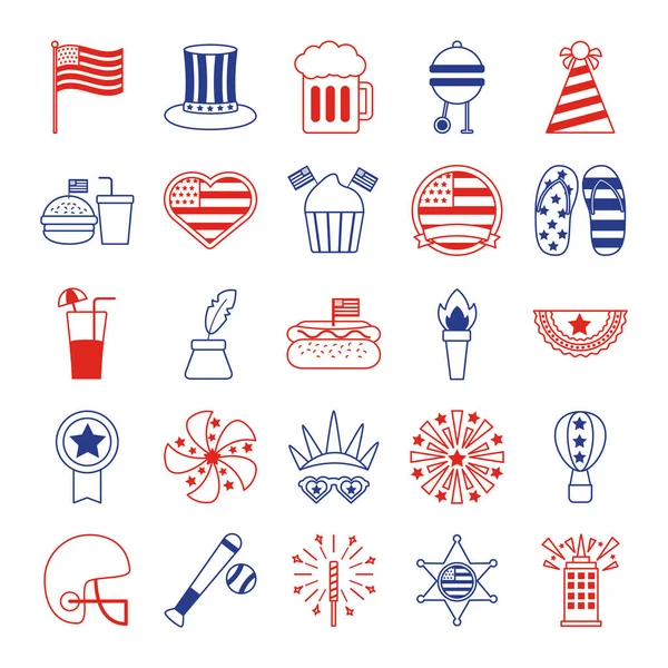 Bundle of usa set icons — Stock Vector