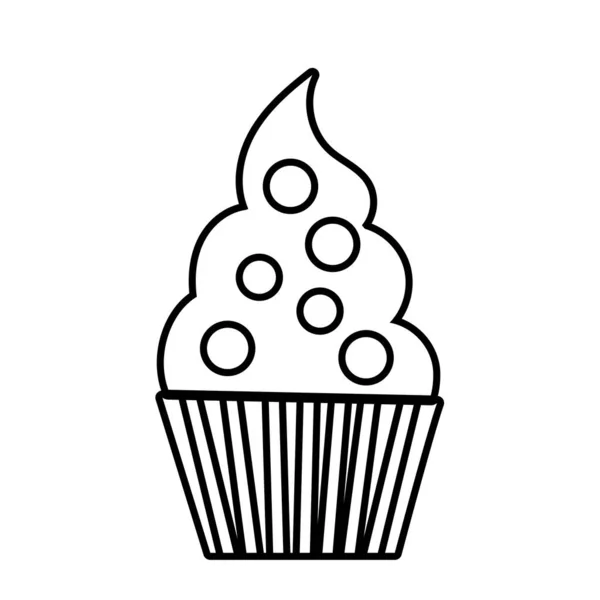 Dulce cupcake línea estilo icono — Vector de stock