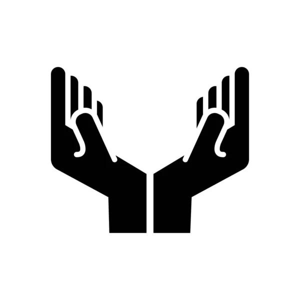 Mains protégeant ligne icône de style — Image vectorielle