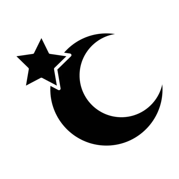Månen natt med stjärna linje stil ikon — Stock vektor
