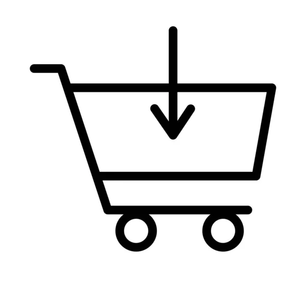 Mercado de carrito de compras con flecha hacia abajo estilo plano — Archivo Imágenes Vectoriales
