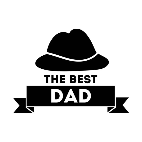 Szczęśliwy ojcowie dzień pieczęć z kapelusz linii styl — Wektor stockowy