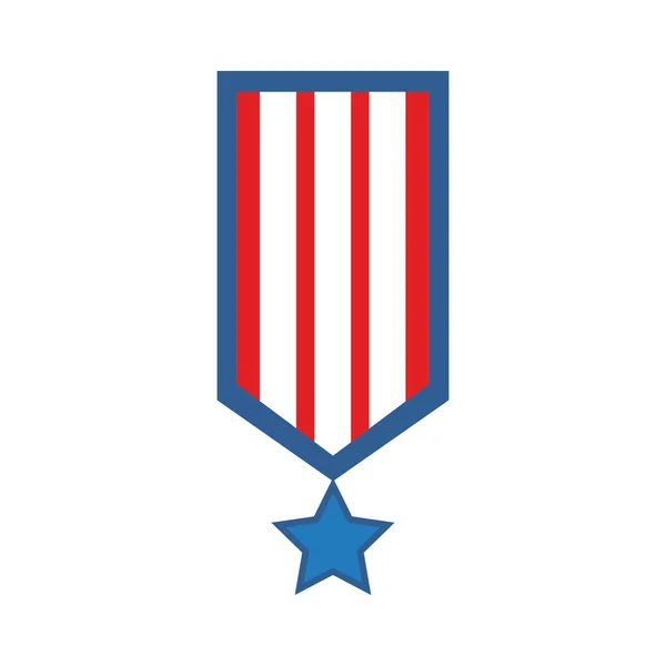 Médaille avec rayures et étoile indépendance jour style plat — Image vectorielle