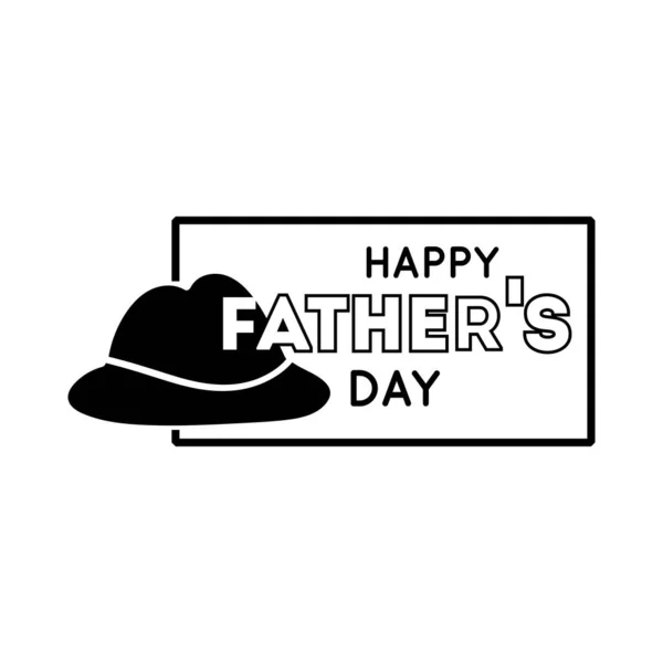 Felice giorno dei padri sigillo con cappello stile linea — Vettoriale Stock