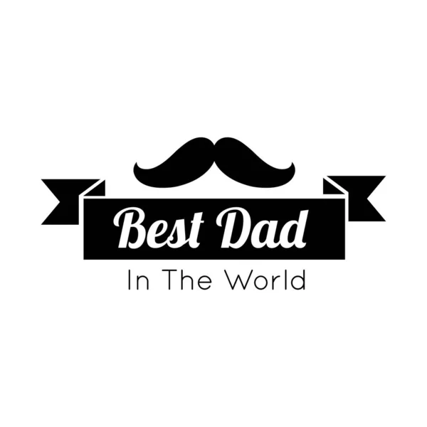 Feliz padre día sello con bigote línea estilo — Vector de stock