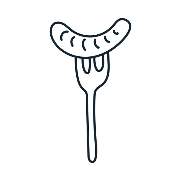 Salsiccia in stile linea di forchetta — Vettoriale Stock