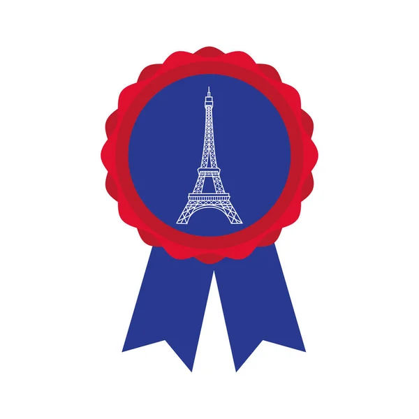 Medal with tower eiffel france hand draw style — Stock Vector