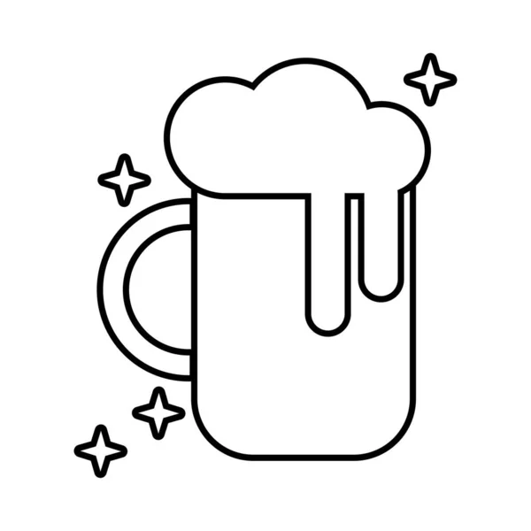 Frasco de cerveja ícone de estilo linha de vidro — Vetor de Stock