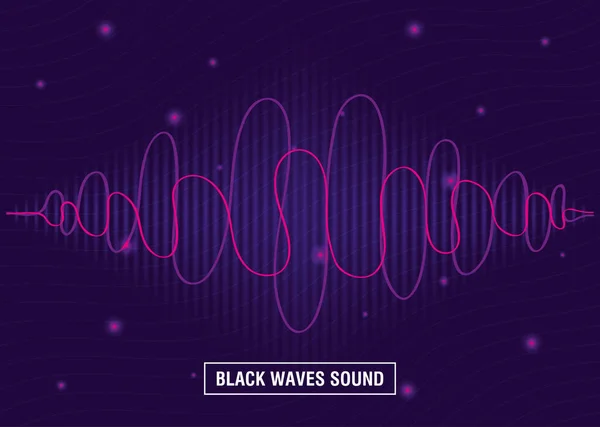 Černé vlny zvuk fialové pozadí — Stockový vektor
