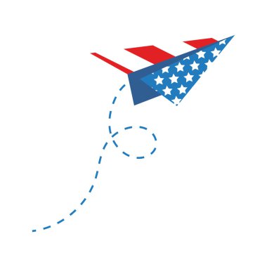 Amerikan bayrağı düzleştirilmiş kağıt uçak