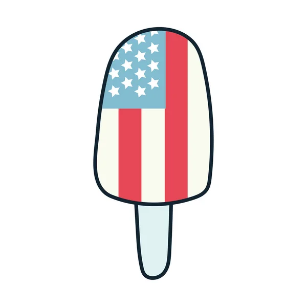 Παγωτό με σημαία ΗΠΑ γραμμή και συμπληρώστε το στυλ — Διανυσματικό Αρχείο