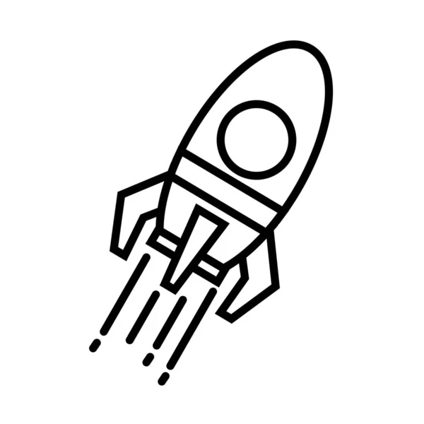 Rocket lanceur ligne style icône — Image vectorielle