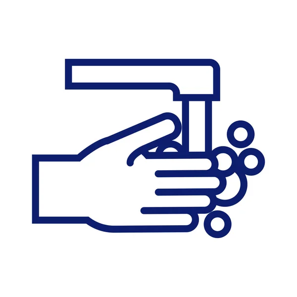 Lavarse las manos con el icono de estilo de línea de grifo — Vector de stock