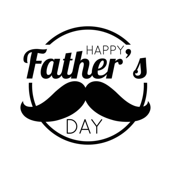 Happy fathers day seal with mustache line style — Stock Vector