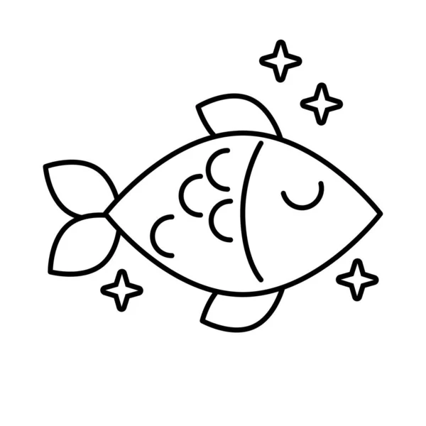 Delicioso peixe saudável ícone estilo linha de comida —  Vetores de Stock