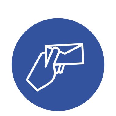 Zarf e- posta blok biçimi simgesi ile el