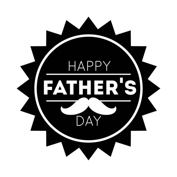 Szczęśliwy ojcowie dzień pieczęć z wąsy linii styl — Wektor stockowy