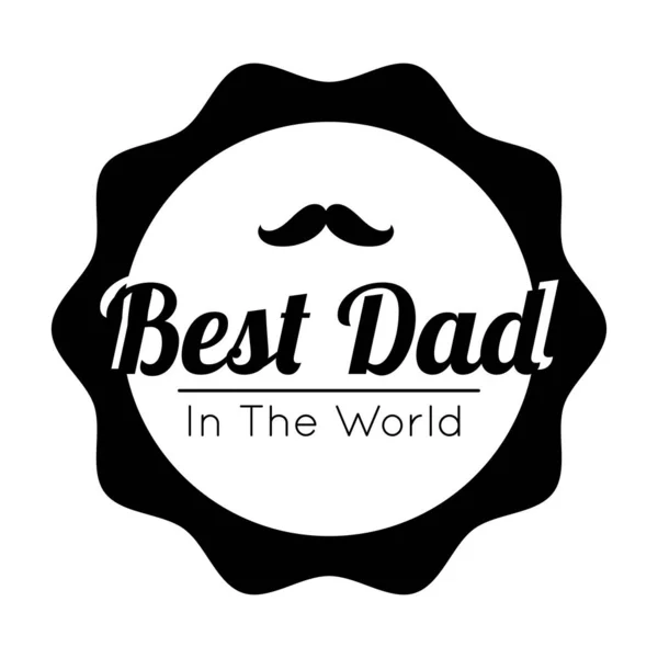 Glada fäder dag tätning med mustasch linje stil — Stock vektor