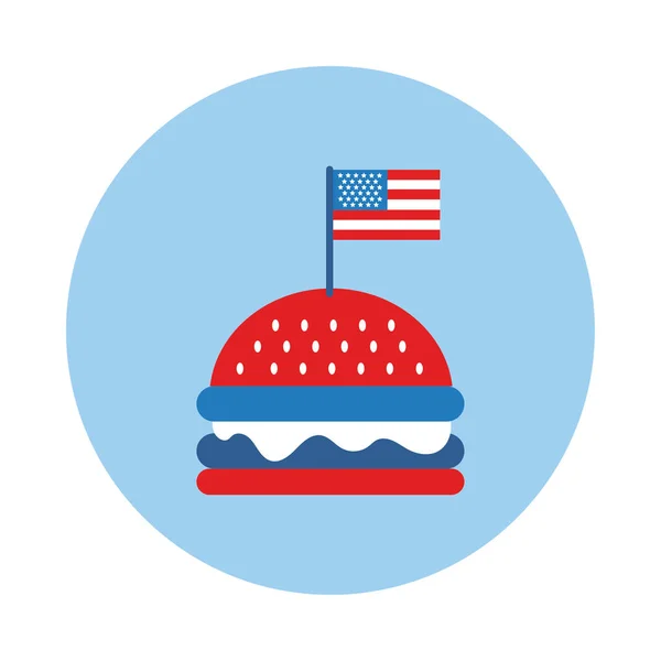 แฮมเบอร์เกอร์สไตล์บล็อกธงสหรัฐอเมริกา — ภาพเวกเตอร์สต็อก