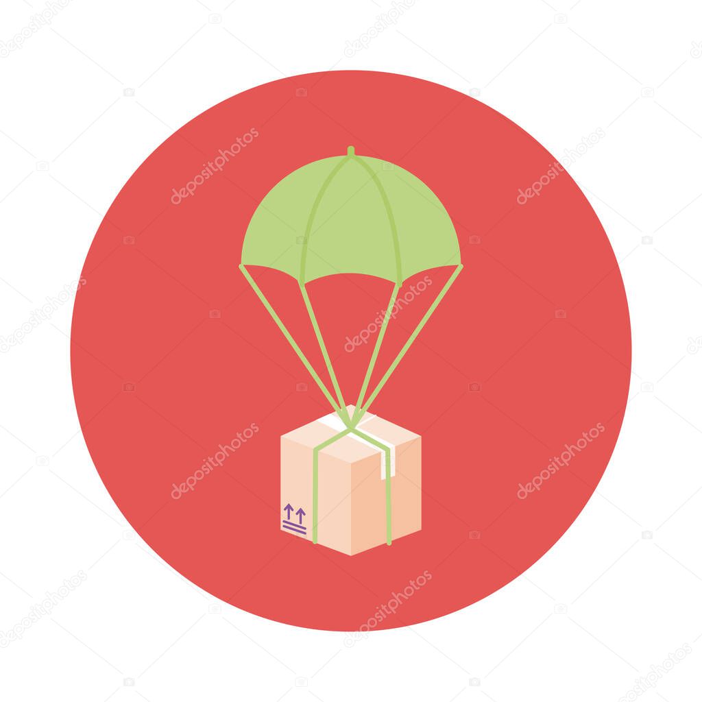 box in parachute delivery service block style