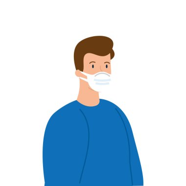 Adam, Coperid 19 'un korunması için koruyucu maske kullanıyor.