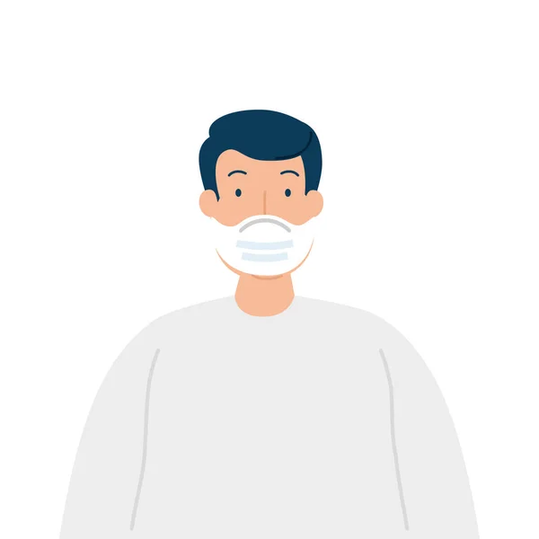 Homem usando máscara cirúrgica protetora para prevenção covid 19 — Vetor de Stock