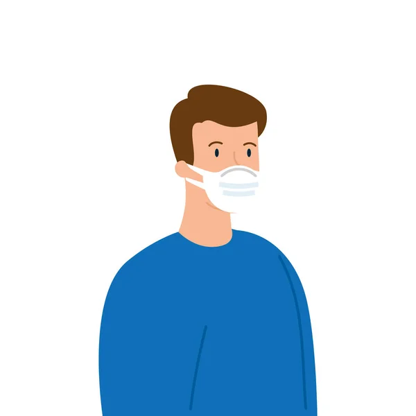 男子使用保护性外科口罩进行围产期预防 — 图库矢量图片