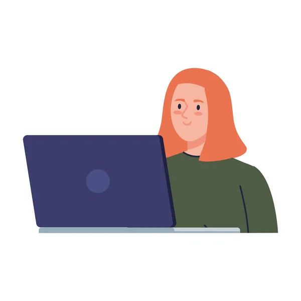 Молода жінка з ноутбуком, перегляд Інтернету — стоковий вектор