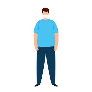 Adam, Coperid 19 'un korunması için koruyucu maske kullanıyor.