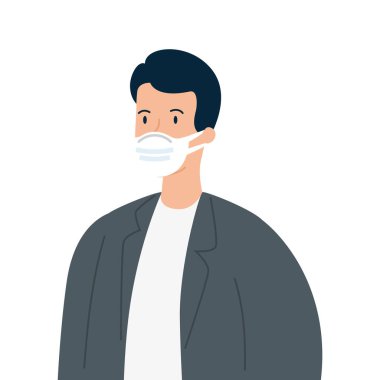 Adam, Coperid 19 'un korunması için koruyucu maske kullanıyor.