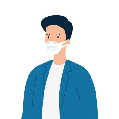 Adam, Coperid 19 'un korunması için koruyucu maske kullanıyor.