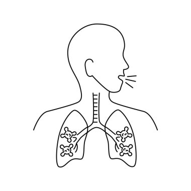 Akciğer hastalığı koronavirüs, akciğer enfeksiyonu insanda var, çizgi tarzı.