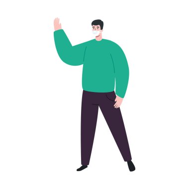 Adam, Coperid 19 'un korunması için koruyucu maske kullanıyor.