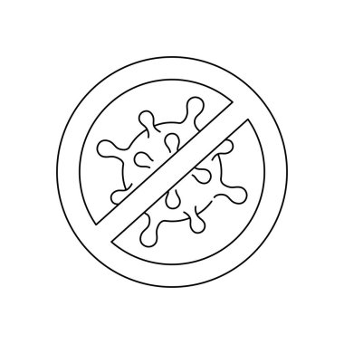 Coronavirus hücresinin simgesi, yasaklı işaret, kavram durdurma 2019 ncov line style