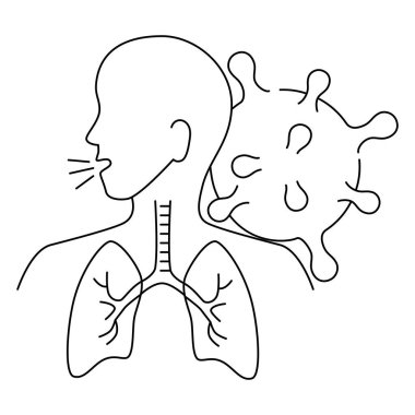 Akciğer hastalığı koronavirüs, akciğer enfeksiyonu insanda var, çizgi tarzı.